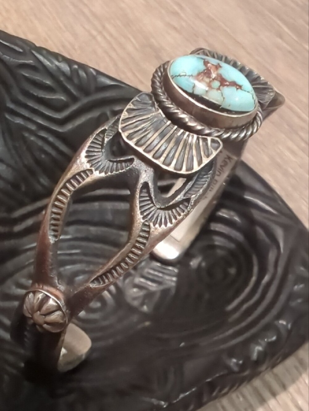 Navajo Golden Hills Turquoise Sterling Silver Cuff Bracelet - Picture 6 of 16